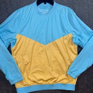 Nike Shield Victory Golf Mens Large Pullover Crew Shirt Top Blue Yellow NEW